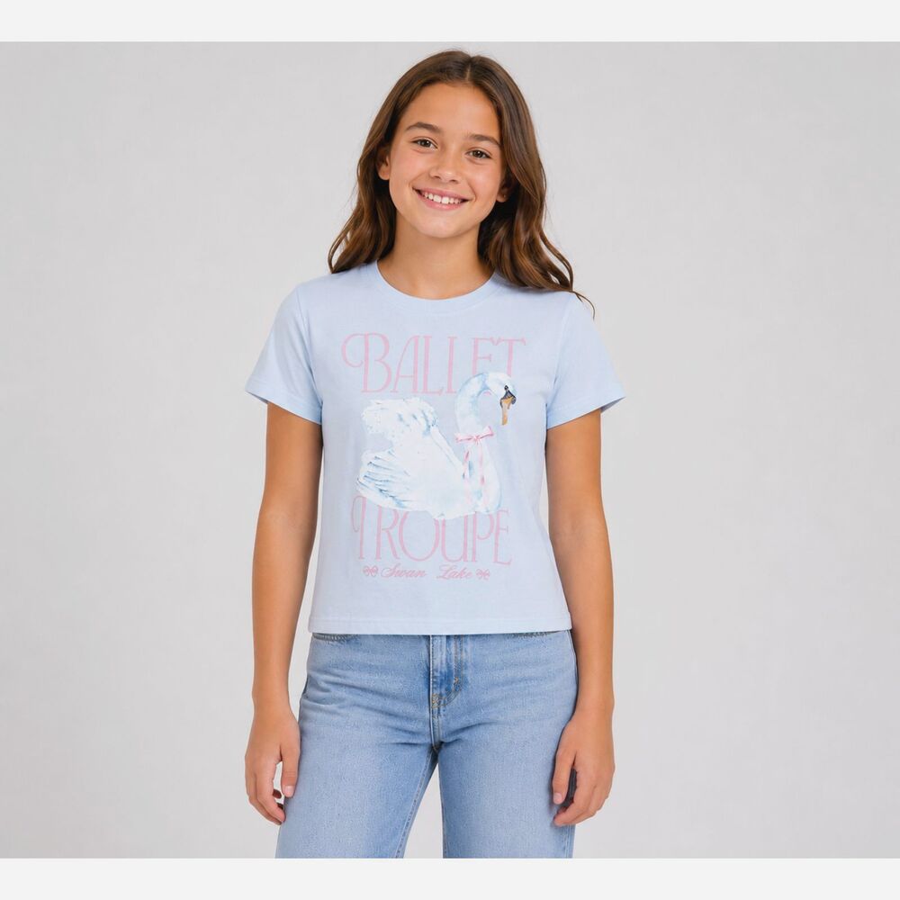 LOL Vintage Ballet Troupe Swan Lake Graphic Tee Light Blue Girls Size S NWT #12